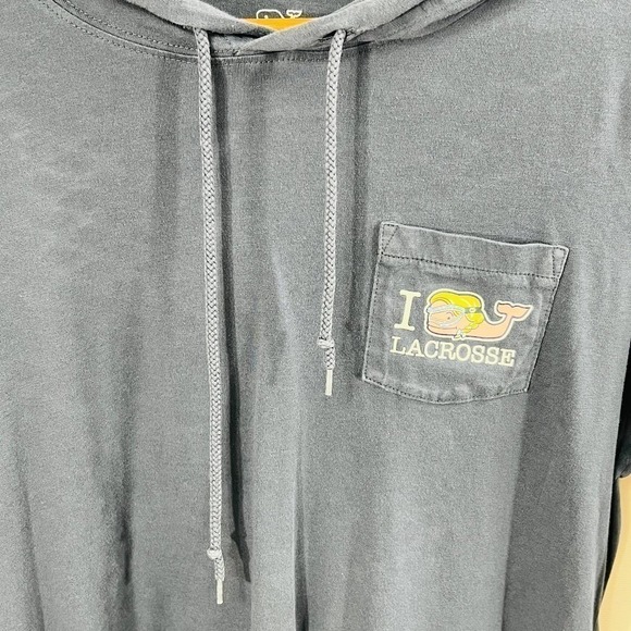 Vineyard Vines Lacrosse Whale Hoodie T Shirt Long Sleeve Navy Medium - Picture 5 of 7